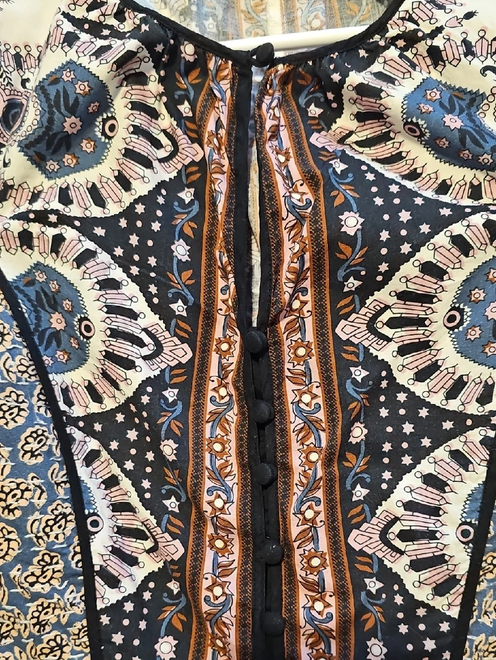Sea New York Boho Floral Mixed-Print Long Sleeve Peplum Top - Picture 3 of 4